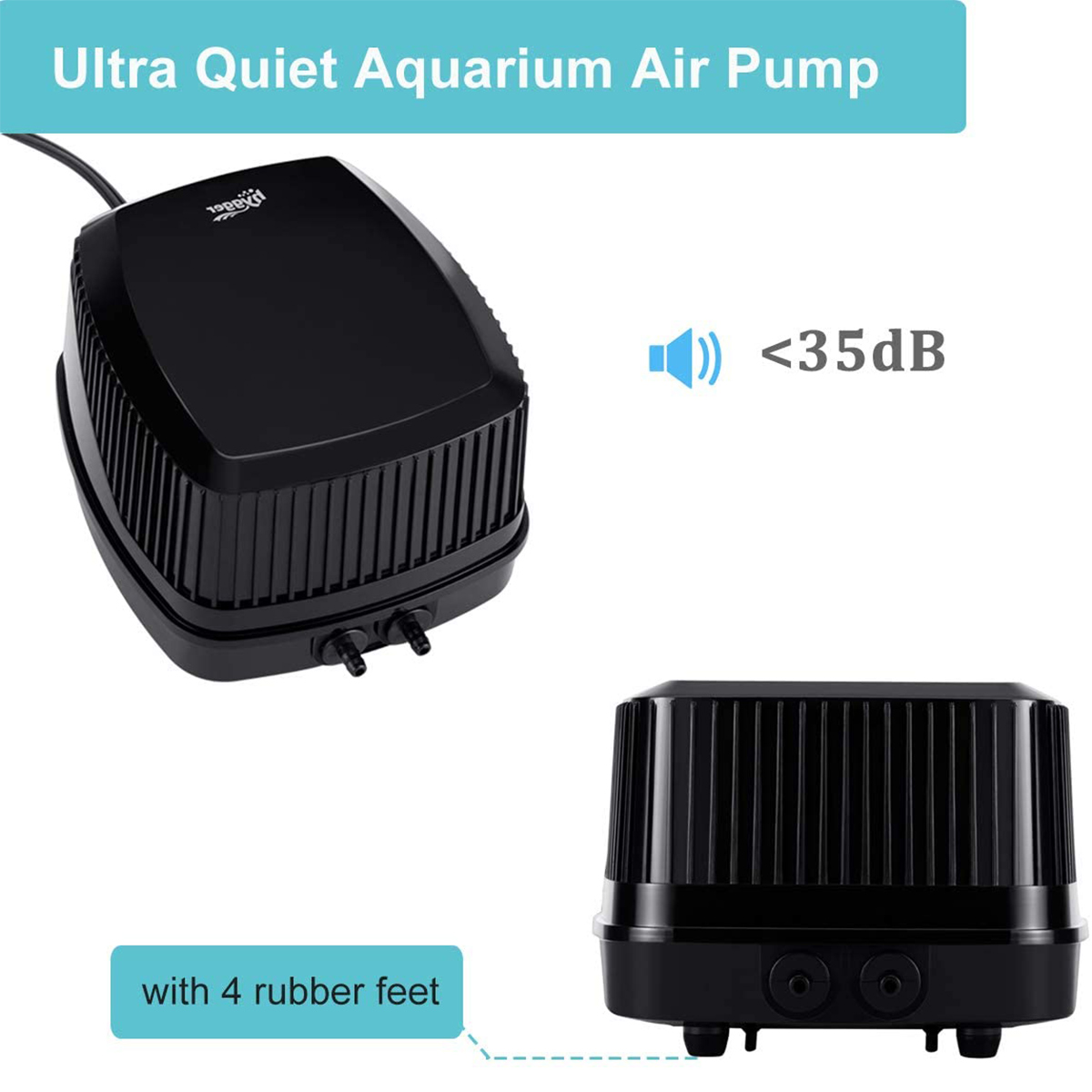Hygger 16L/Min Oxygen Pump, 2 Air Outlets for Aquarium Air Pump