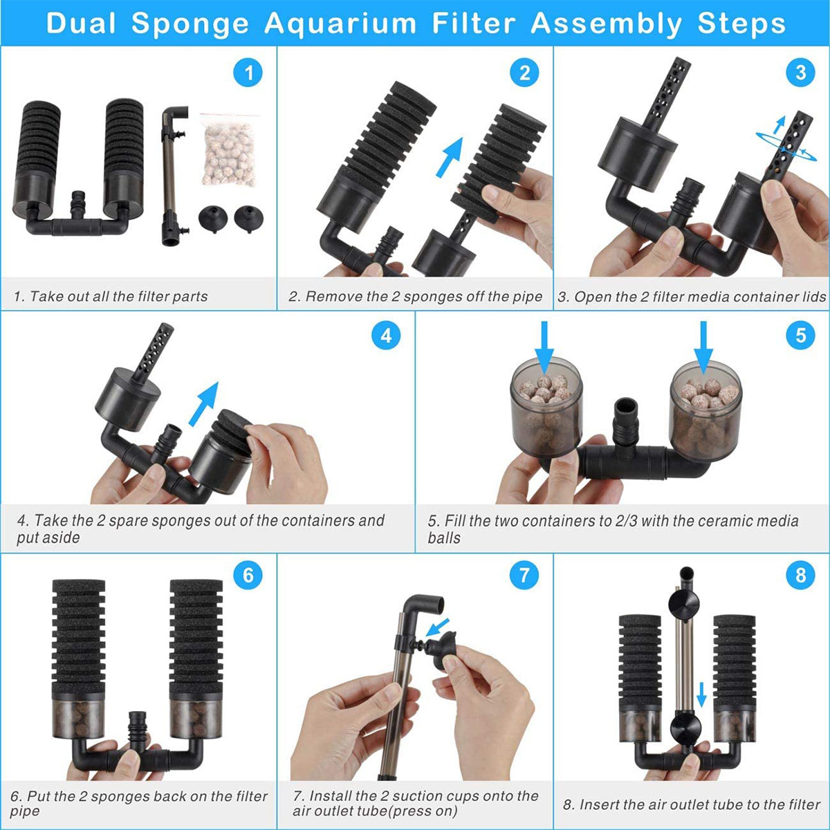 Discreet agentschap Verpersoonlijking Fish Tank Double Sponge Water Filter - hgger