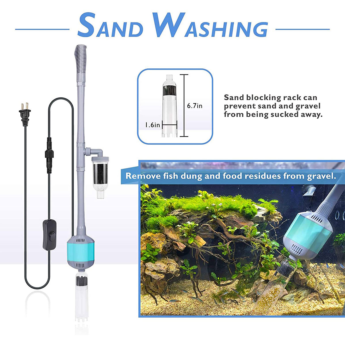 Run in Seconds Aquarium Gravel Cleaner Low Water Level Water Changer Fish Tank Cleaner with Pinch or Grip Suction Ball Adjustable Length hygger Manual 256GPH Gravel Vacuum for Aquarium 