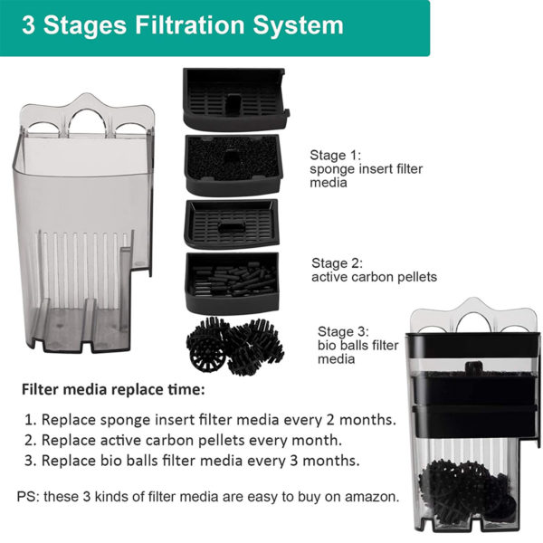 fish tank filter 3 stage filtration system aquarium