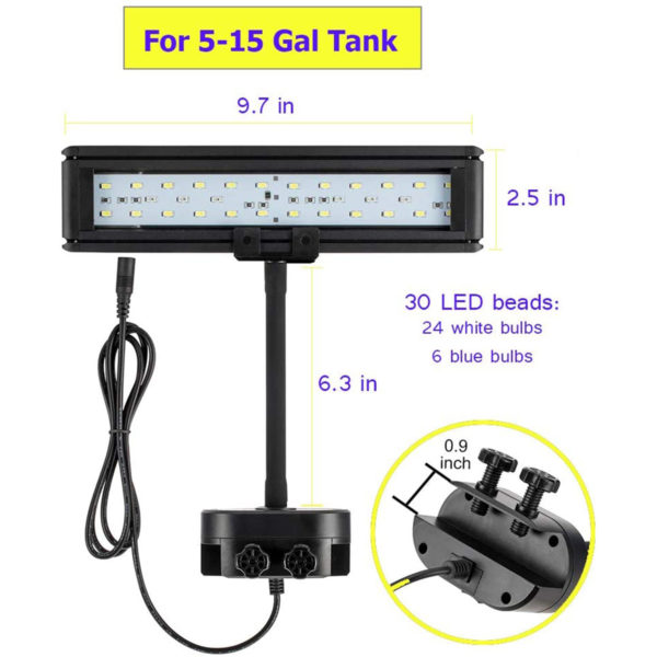 Clip on Light For 5-25 Gallon Fish Tank