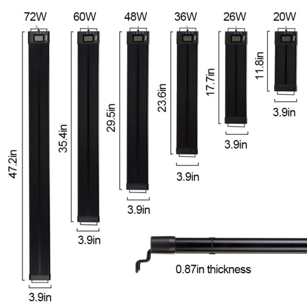 Planted Aquarium Lighting Size Chart