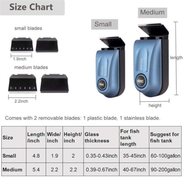 Magnetic Fish Tank Cleaner Size