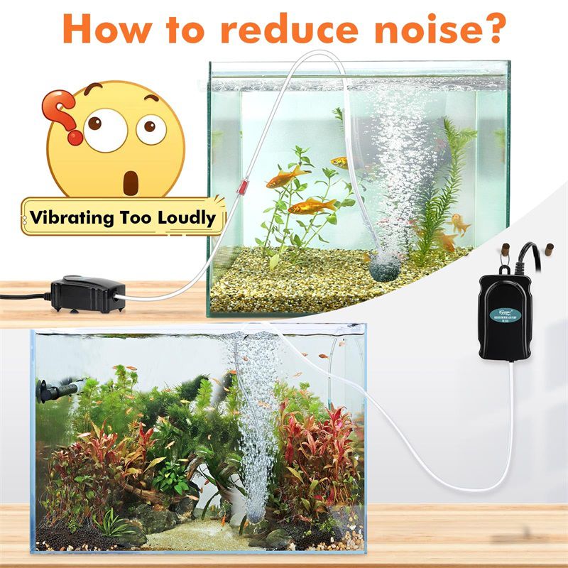 hygger Aquarium Luftpumpe, Sehr Leise Regelbar Mini Aquarium Sauerstoffpumpe  für 1-75 Litern Fischschale mit Luftschlauch, Sprudelstein und  Rückschlagventil(1W) : : Haustier