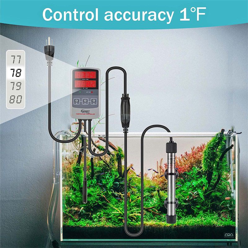 hygger Pinpoint - Calentador de agua salada para acuario con termostato  digital, controlador de temperatura IC, tubo de titanio, sumergible