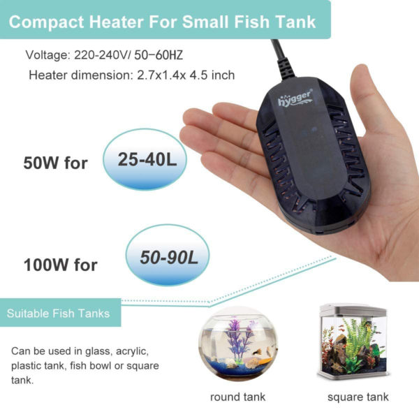 50W Mini Heater for Fish Tank 5 Gallon