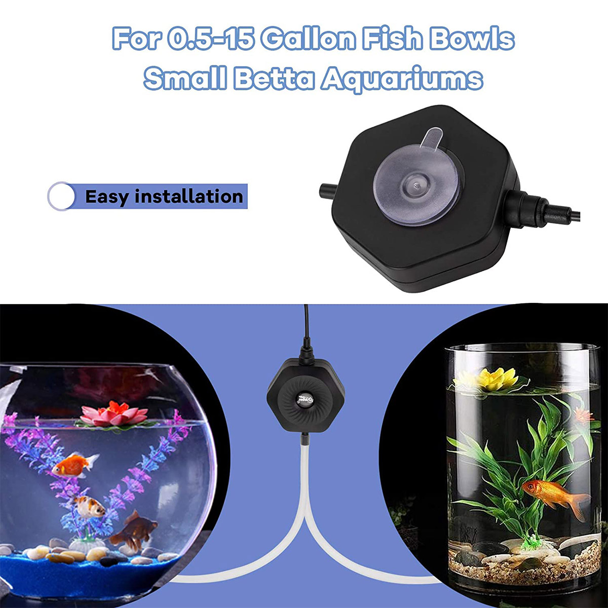 Hygger Fish Bowl Mini Air Pump - hygger