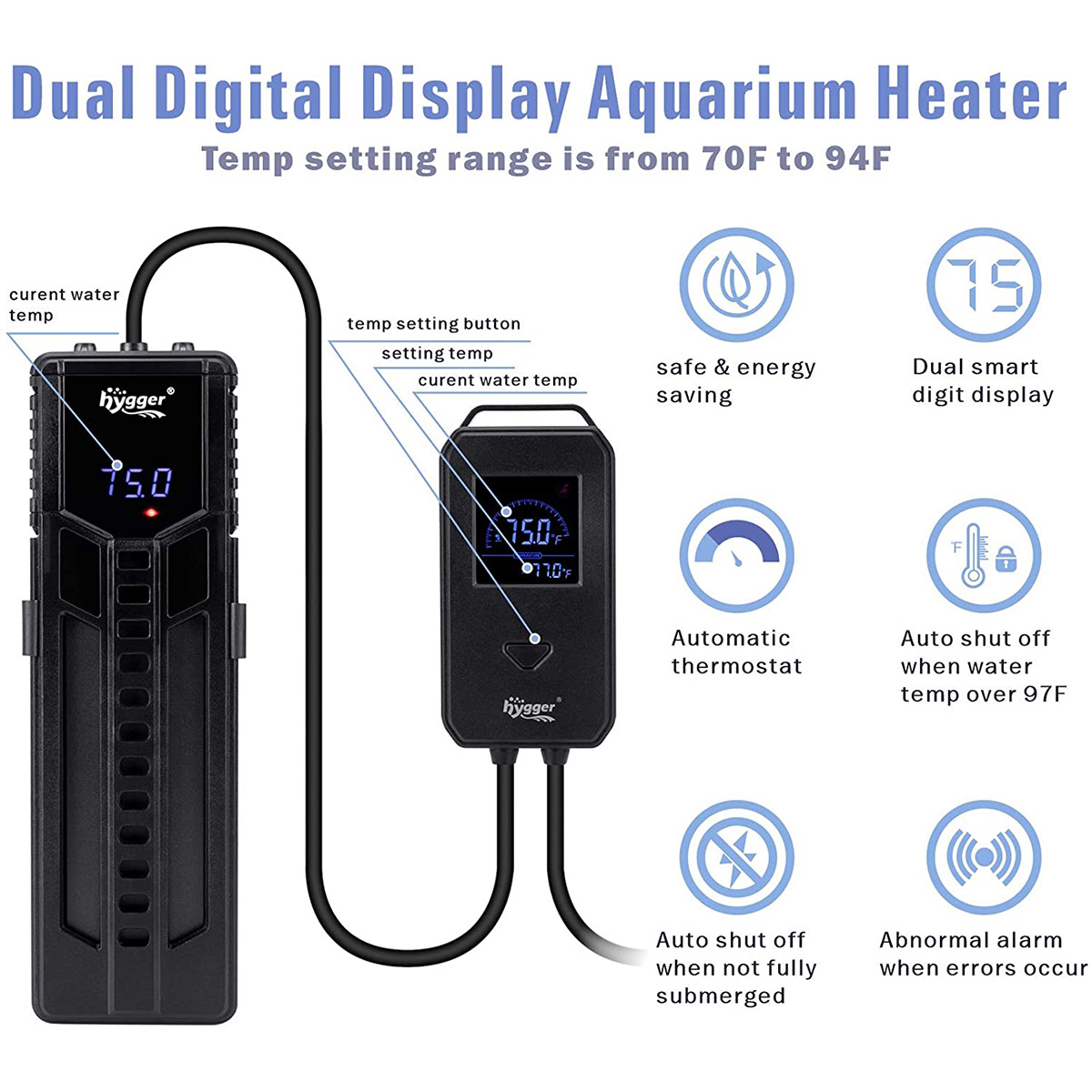 hygger Fish Tank Heater 500 watt - hygger