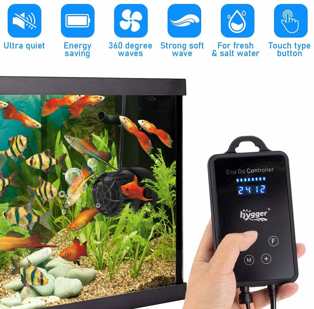 Control wave maker in aquarium