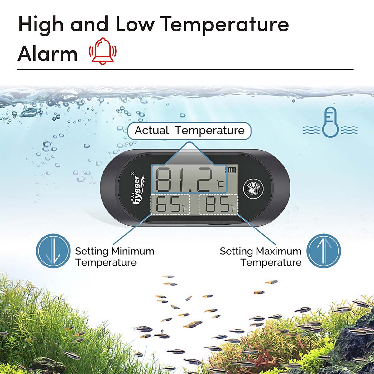 Noir Vige Thermomètre de Voiture Ornements de Voiture Affichage LCD Affichage numérique Horloge Compteur de température de la Voiture-Styling mètre pour Fish Tank réfrigérateur 
