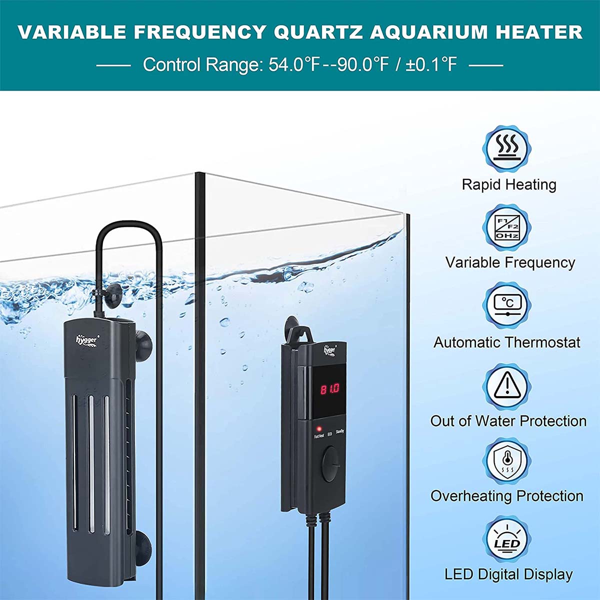 hygger Variable Frequency Aquarium Water Heater - hygger