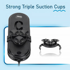 Aquarium heater triple suction cups