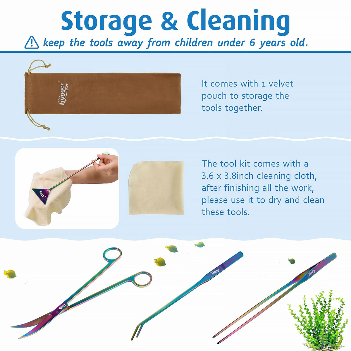  Hygger Multi-Use Fish Tank Cleaning Tools Kit, 6 In
