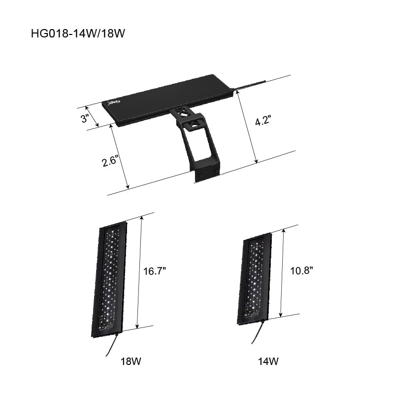 hygger 018 light size