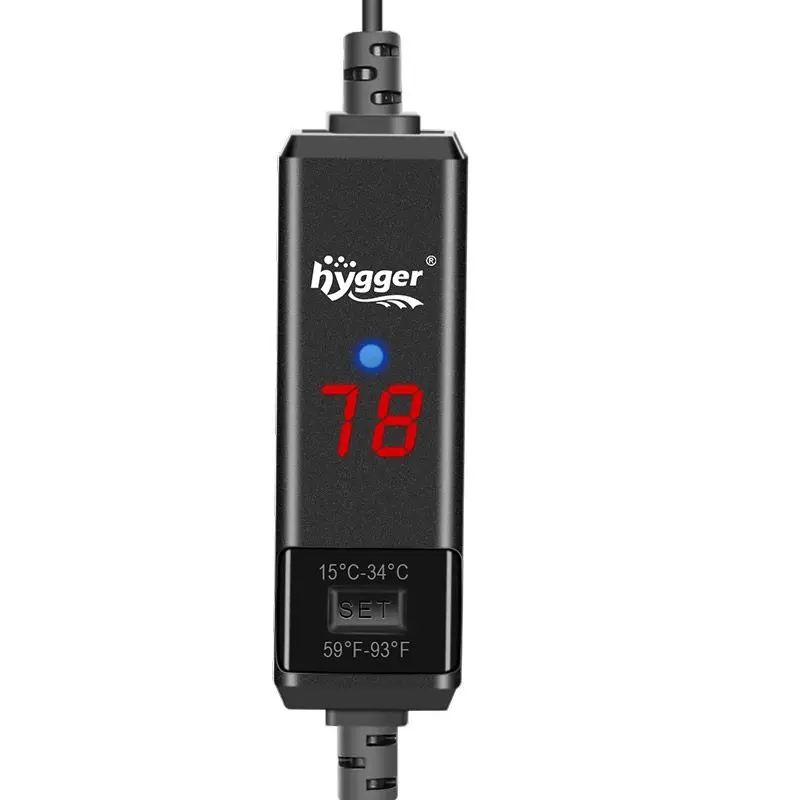 Hygger Mini calentador de acuario sumergible con pantalla digital de 100 W  para tanque de peces pequeño, termostato de calentamiento compacto y