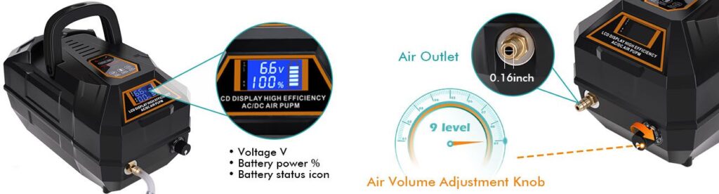 Battery air pump LCD