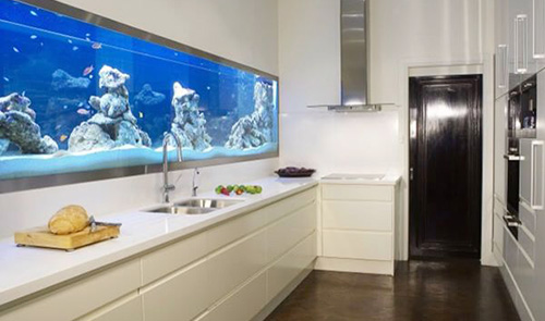 Built-in kitchen cabinetry aquarium