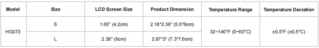 hygger 073 thermometer parameter