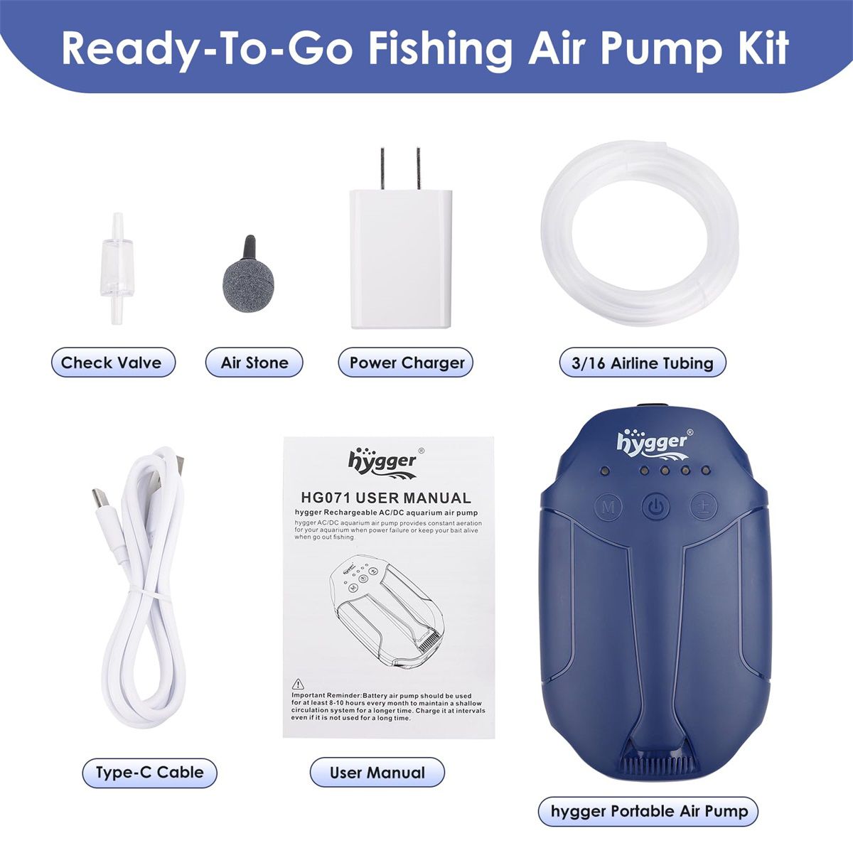 hygger Rechargeable Air Pump Kit - hygger