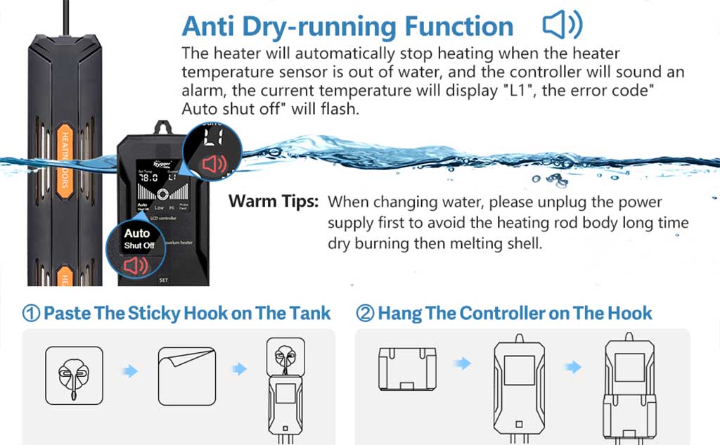 hygger 079 intelligent heater anti dry running