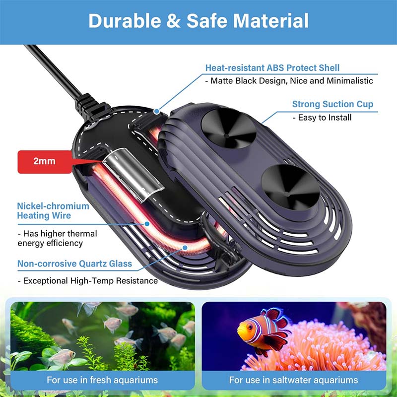 Durable small aquarium heater