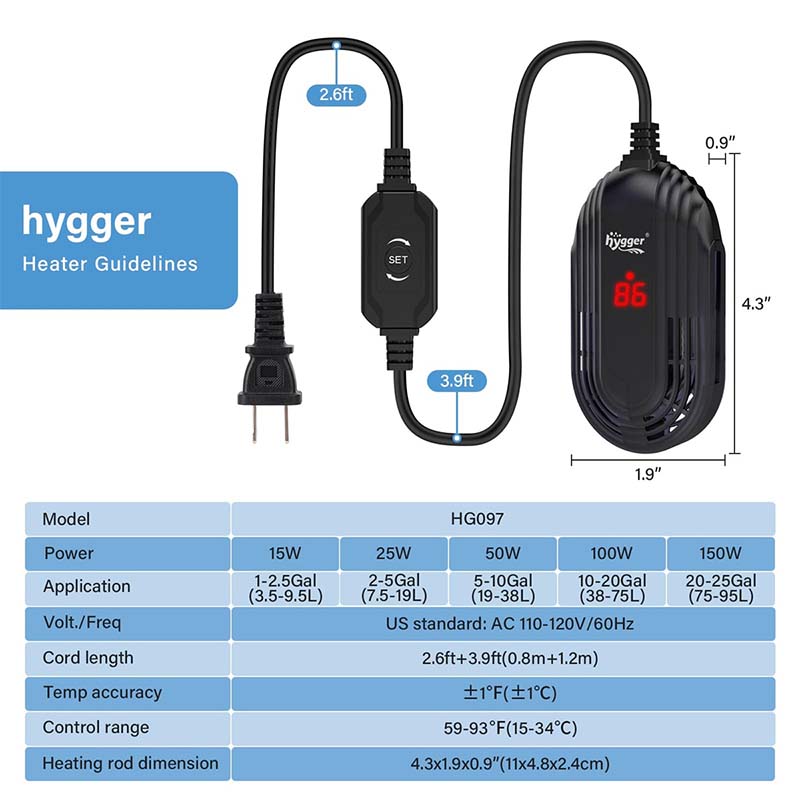 hygger small heater guidelines