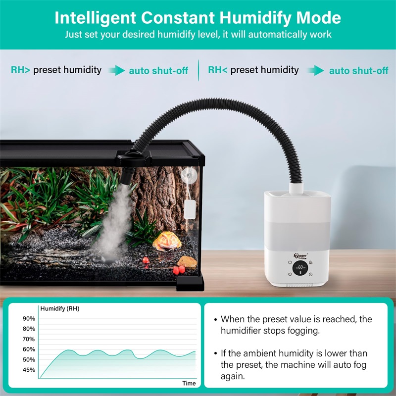 Reptile Terrarium Thermometer Humidity Gauge for Aquarium Tank with Touch  Screen & Suction Cup