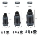 DC water pump size