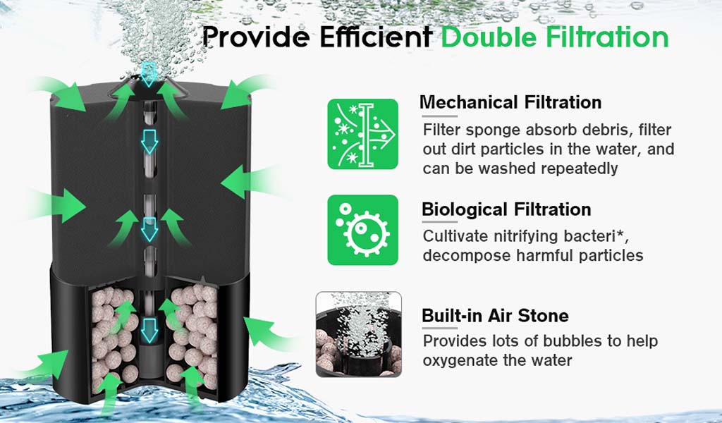 Double filtration for tank water
