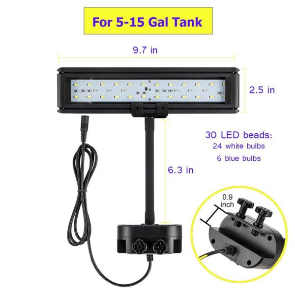 13W clip light for 5-15 gal tanks