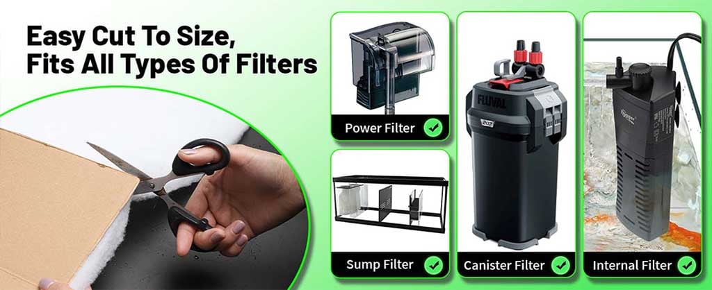 Easy cut to size filter floss