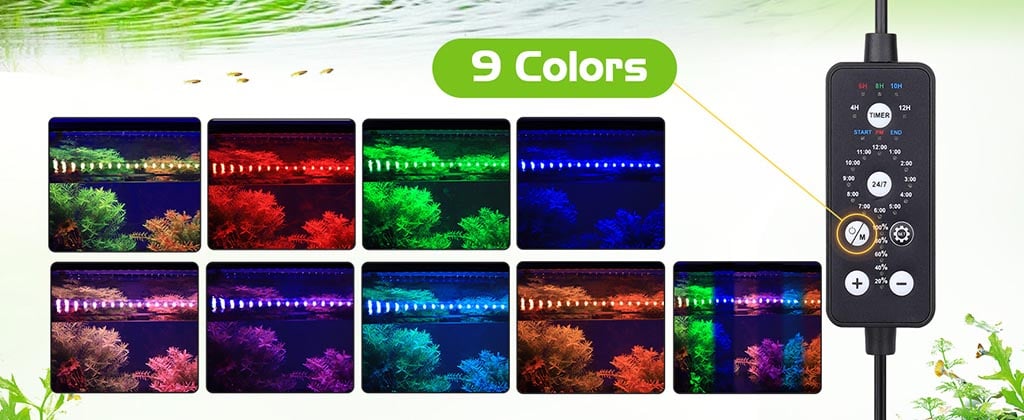 9 color slim fish tank light