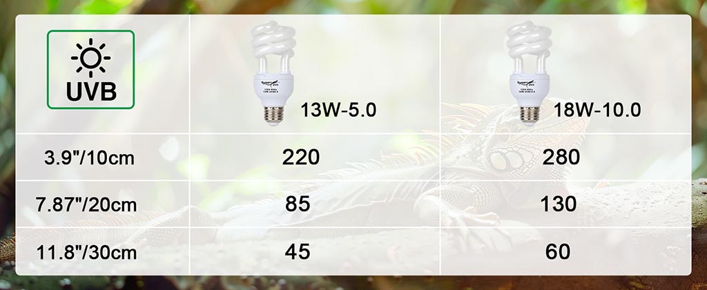 reptile fluorescent light size