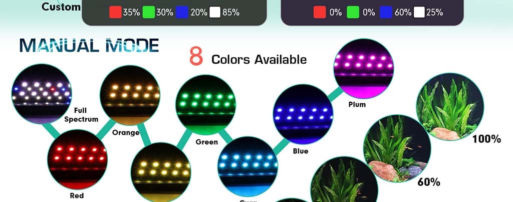 8 colors LED light for fish tanks