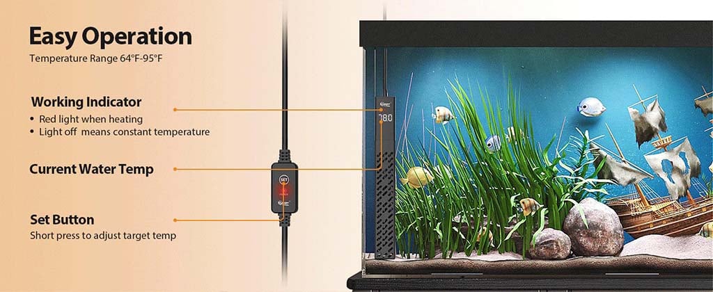 Easy to use ceramic aquarium heater