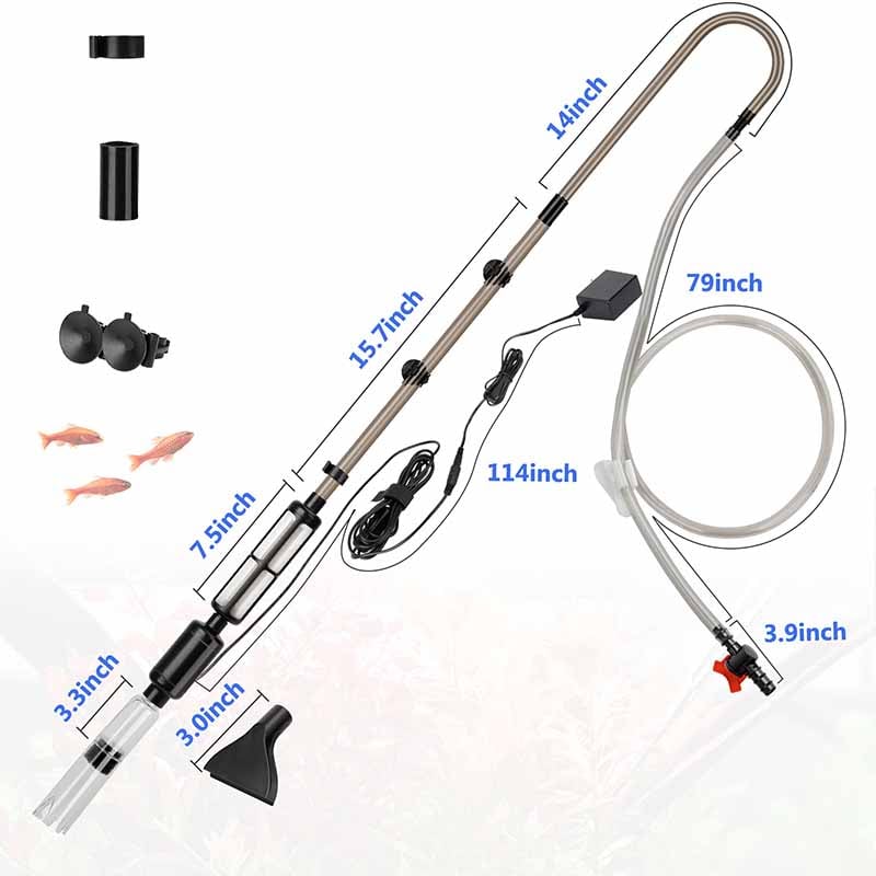 Size and parts of hygger 056 electric gravel cleaner
