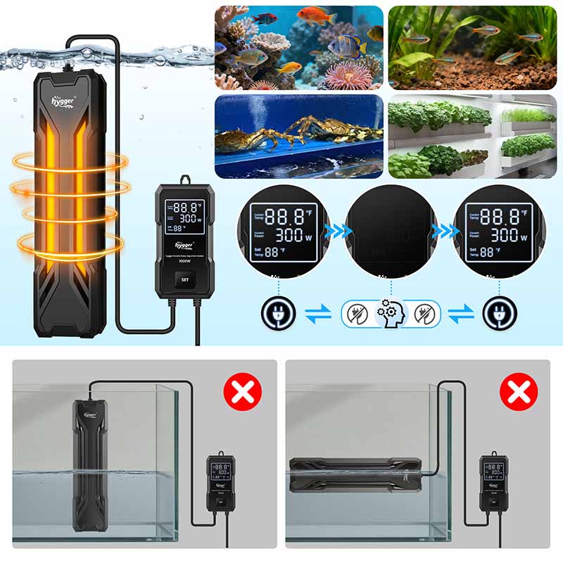 Quick heating fish tank water