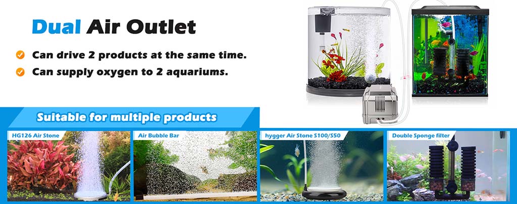 Cube air pump dual outlet for fish tanks
