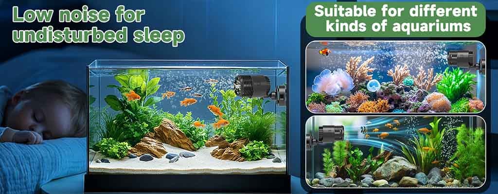 Fish tank low noise wave-making pump