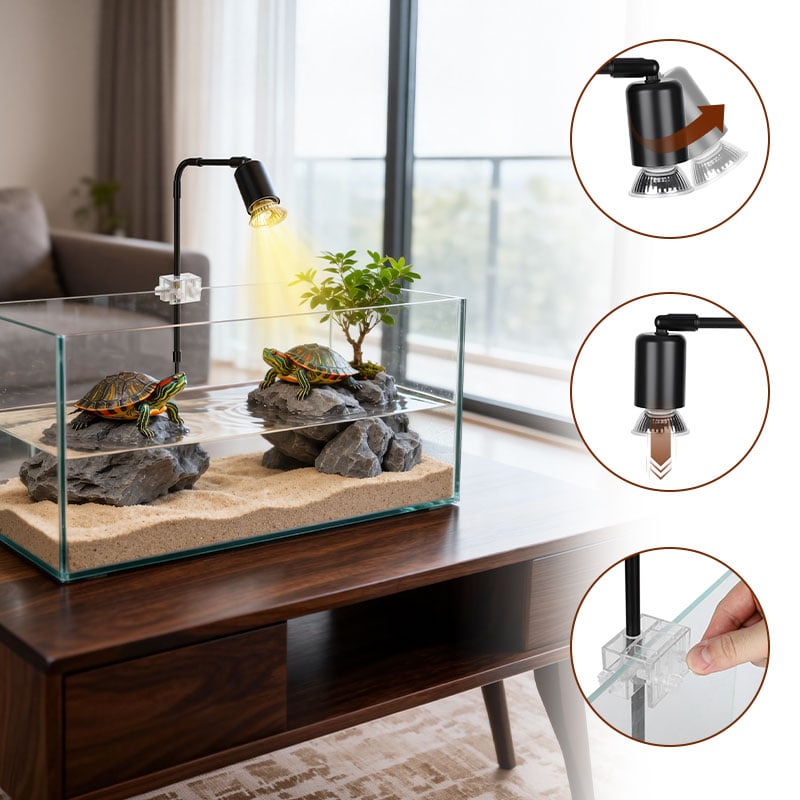 360° rotatable UVA/UVB light for reptile basking