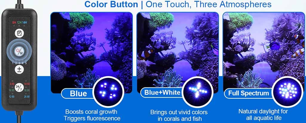 hygger saltwater aquarium light colors control