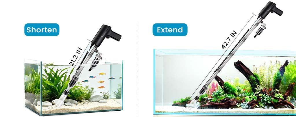 Extendable water changer for aquariums