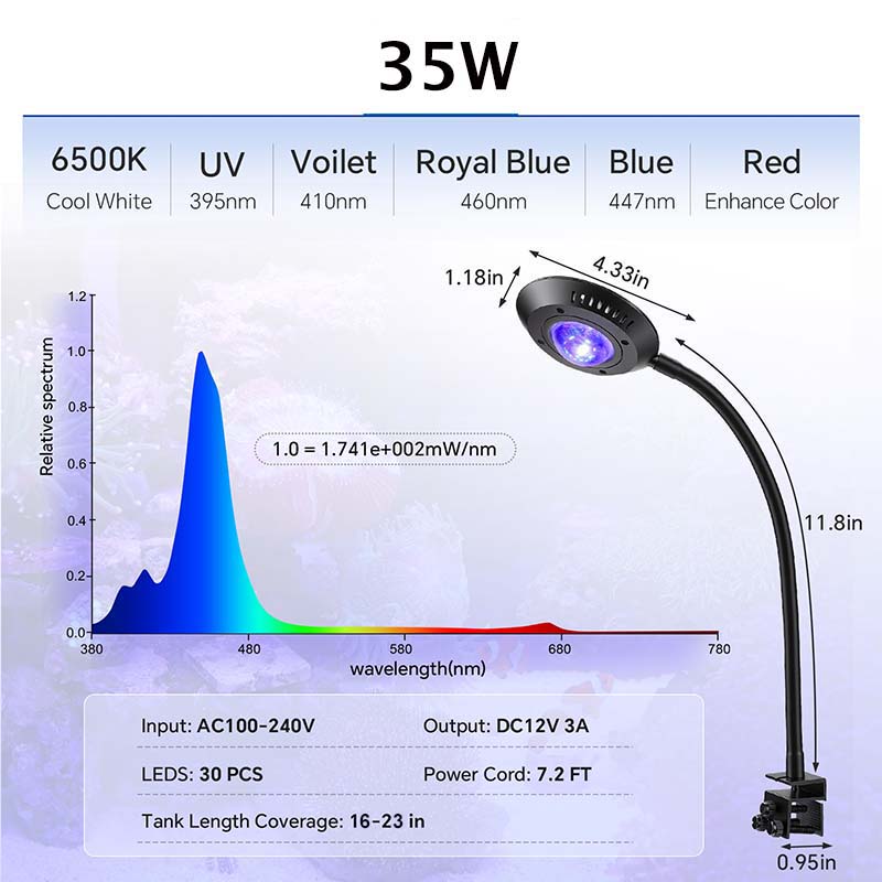 35W hygger 265 saltwater aquarium light