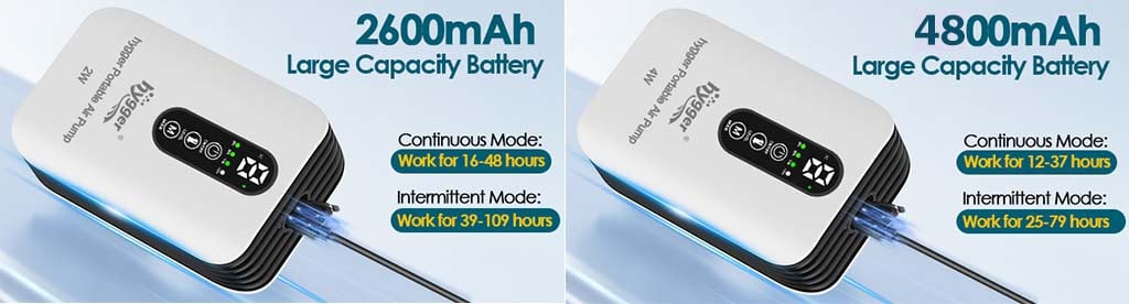 2600mAh/4800mAh air pump for aquariums