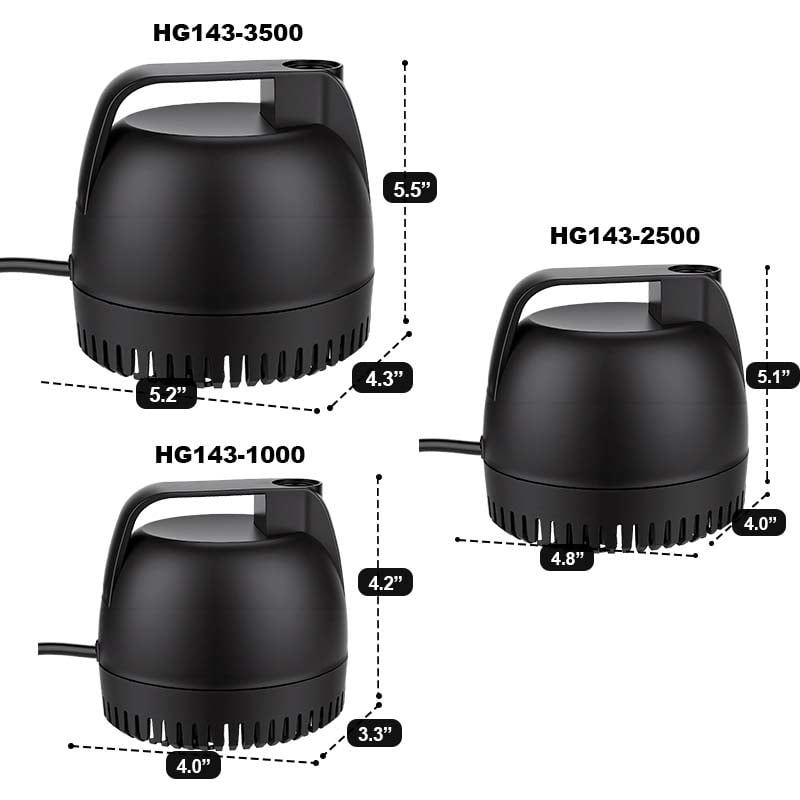 hygger 143 water pump size